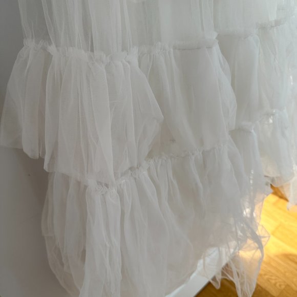 ❌SOLD❌LoveShackFancy Francoise V-neck Ruffled Tulle Dress White Tiered Sheer - Picture 11 of 15